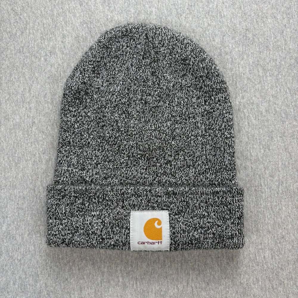 Carhartt Beanie Hat Unisex One Size Fits‎ All Black White Speckled Acrylic Knit